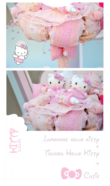 Lumanare de botez pentru fetite cu Hello Kitty, 65x4 cm, Sugar Kitty  1